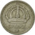 Moneda, Suecia, Gustaf V, 25 Öre, 1947, MBC, Plata, KM:816