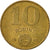 Moneda, Hungría, 10 Forint, 1989, Budapest, MBC, Aluminio - bronce, KM:636