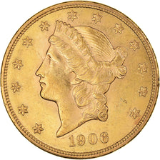 Coin, United States, $20, Double Eagle, 1906, Philadelphia, MS(60-62), Gold