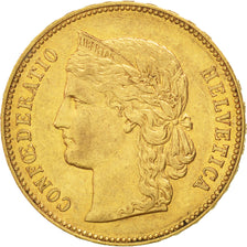 Svizzera, 20 Francs, 1896, Bern, BB+, Oro, KM:31.3