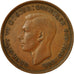 Monnaie, Grande-Bretagne, George VI, Penny, 1945, TB+, Bronze, KM:845