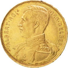 BELGIUM, 20 Francs, 20 Frank, 1914, KM #78, AU(55-58), Gold, 6.44