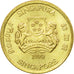 Coin, Singapore, 5 Cents, 1990, British Royal Mint, AU(55-58), Aluminum-Bronze