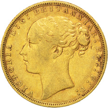 GREAT BRITAIN, Sovereign, 1871, KM #752, EF(40-45), Gold, 7.91