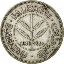 PALESTINE, 50 Mils, 1940, KM #6, EF(40-45), Silver, 23.5, 5.80