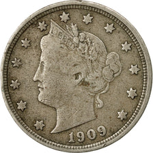 Monnaie, États-Unis, Liberty Nickel, 5 Cents, 1909, U.S. Mint, Philadelphie