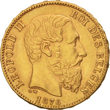 Belgique, Leopold II, 20 Francs, 20 Frank, 1876, TTB+, Or, KM:37