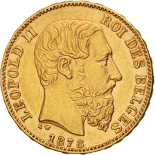 Coin, Belgium, Leopold II, 20 Francs, 20 Frank, 1878, AU(50-53), Gold, KM:37