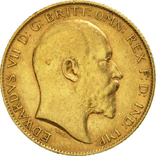 Great Britain, Edward VII, 1/2 Sovereign, 1910, AU(50-53), Gold, KM:804