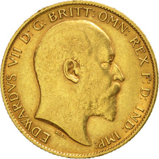 Coin, Great Britain, Edward VII, 1/2 Sovereign, 1910, AU(50-53), Gold, KM:804