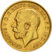 Gran Bretaña, George V, 1/2 Sovereign, 1911, MBC+, Oro, KM:819