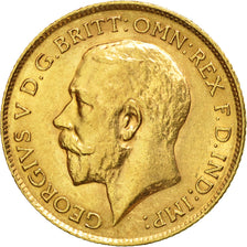 Moneda, Gran Bretaña, George V, 1/2 Sovereign, 1913, MBC+, Oro, KM:819