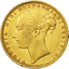 Coin, Great Britain, Victoria, Sovereign, 1873, AU(50-53), Gold, KM:752