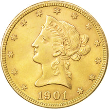 Stati Uniti, Coronet Head, $10, Eagle, 1901, Philadelphia, BB+, Oro, KM 102