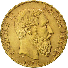 Münze, Belgien, Leopold II, 20 Francs, 20 Frank, 1878, SS+, Gold, KM:37