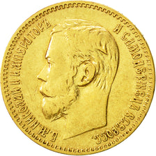 Moneda, Rusia, Nicholas II, 5 Roubles, 1897, St. Petersburg, MBC+, Oro, KM:62