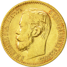 Moneda, Rusia, Nicholas II, 5 Roubles, 1898, St. Petersburg, MBC+, Oro, KM:62