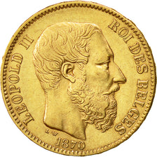 Moneda, Bélgica, Leopold II, 20 Francs, 20 Frank, 1870, MBC+, Oro, KM:32