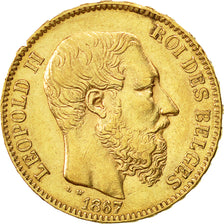 Moneta, Belgio, Leopold II, 20 Francs, 20 Frank, 1867, BB, Oro, KM:32