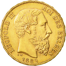 Coin, Belgium, Leopold II, 20 Francs, 20 Frank, 1882, AU(55-58), Gold, KM:37