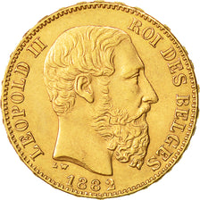 Münze, Belgien, Leopold II, 20 Francs, 20 Frank, 1882, VZ, Gold, KM:37