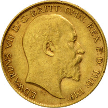 Münze, Großbritannien, Edward VII, 1/2 Sovereign, 1909, SS+, Gold, KM:804