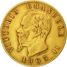 Moneta, Italia, Vittorio Emanuele II, 20 Lire, 1863, Torino, BB, Oro, KM:10.1