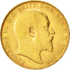 Moneta, Gran Bretagna, Edward VII, Sovereign, 1908, BB+, Oro, KM:805