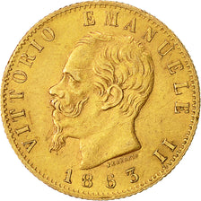 Coin, Italy, Vittorio Emanuele II, 20 Lire, 1863, Torino, AU(50-53),Gold,KM 10.1