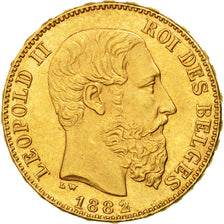 Moneta, Belgio, Leopold II, 20 Francs, 20 Frank, 1882, SPL-, Oro, KM:37