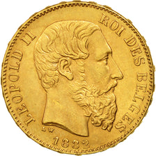 Coin, Belgium, Leopold II, 20 Francs, 20 Frank, 1882, AU(55-58), Gold, KM:37