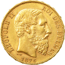 Moneta, Belgio, Leopold II, 20 Francs, 20 Frank, 1876, BB+, Oro, KM:37