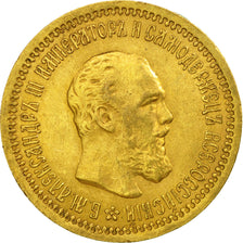 Munten, Rusland, Alexander III, 5 Roubles, 1889, St. Petersburg, ZF+, Goud,KM 42