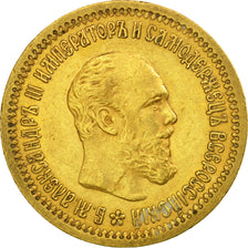 Moneta, Russia, Alexander III, 5 Roubles, 1889, St. Petersburg, BB+, Oro, KM:42