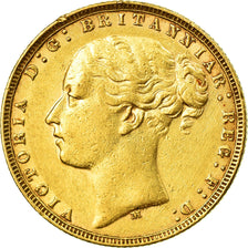 Moeda, Grã-Bretanha, Victoria, Sovereign, 1873, AU(50-53), Dourado, KM:752