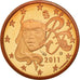 França, Euro Cent, 2011, MS(63), Aço Cromado a Cobre, KM:1282