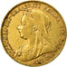 Moneda, Gran Bretaña, Victoria, Sovereign, 1900, MBC, Oro, KM:785