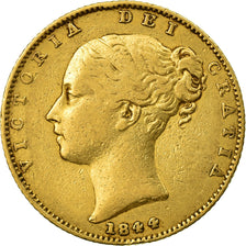 Coin, Great Britain, Victoria, Sovereign, 1844, VF(30-35), Gold, KM:736.1