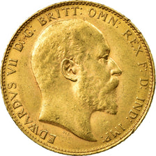 Moneda, Gran Bretaña, Edward VII, Sovereign, 1908, EBC, Oro, KM:805