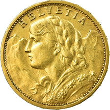 Moneta, Szwajcaria, 20 Francs, 1910, Bern, AU(50-53), Złoto, KM:35.1