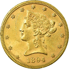 Moeda, Estados Unidos da América,Coronet Head, $10,Eagle,1894,Philadel,AU(50-53)