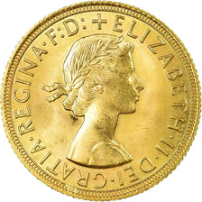 Moneda, Gran Bretaña, Elizabeth II, Sovereign, 1958, MBC+, Oro, KM:908