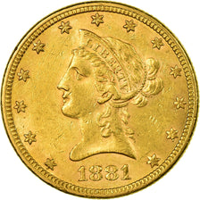 Moeda, Estados Unidos da América, Coronet Head, $10, Eagle, 1881, AU(0-53)