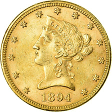 Moneta, USA, Coronet Head, $10, Eagle, 1894, U.S. Mint, Philadelphia, AU(50-53)