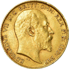 Münze, Großbritannien, Edward VII, 1/2 Sovereign, 1909, SS+, Gold, KM:804