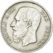 Moneta, Belgio, Leopold II, 5 Francs, 5 Frank, 1870, BB, Argento, KM:24