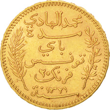 Coin, Tunisia, Muhammad al-Hadi Bey, 20 Francs, 1903, Paris, AU(55-58), Gold