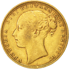 Moneda, Gran Bretaña, Victoria, Sovereign, 1871, BC+, Oro, KM:752