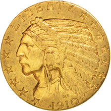 Stati Uniti, Indian Head, $5, Half Eagle, 1910, U.S. Mint, Philadelphia, BB+,...