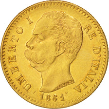 Italy, Umberto I, 20 Lire, 1881, Rome, Gold, KM:21